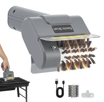 Zdjęcie produktu dla Elektryczna szczotka do grillowania bezprzewodowa, szczotka z głowicą ze stali nierdzewnej, wskaźnik naładowania baterii