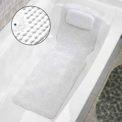 Imagen del producto de Omgoods - Cojín para la ducha para todo el cuerpo - Cojín suavemente acolchado - Material de PVC - Soporte para la cabeza, el cuello y los hombros - Alivia el dolor - Garantía de satisfacción de 60 días - Alfombrilla para baño