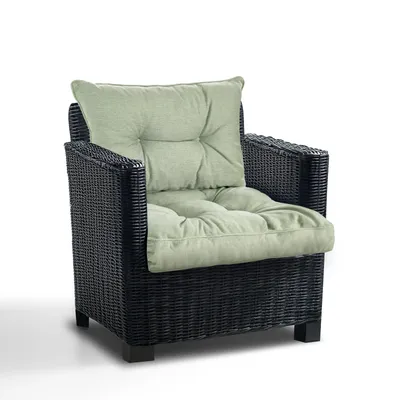 Produktbild von Best Wool Outdoor Loungekissen 2er Set für Rattan Gartenmöbel – Sitzkissen 60x60 und Rückenkissen 60x40 cm 100% Polypropylen wetterfest, Olivgrün