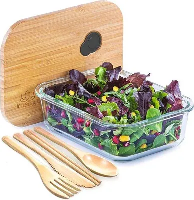 Image de Boîte à bento en bambou pour adultes et enfants - Résistante au micro-ondes, au lave-vaisselle et au congélateur