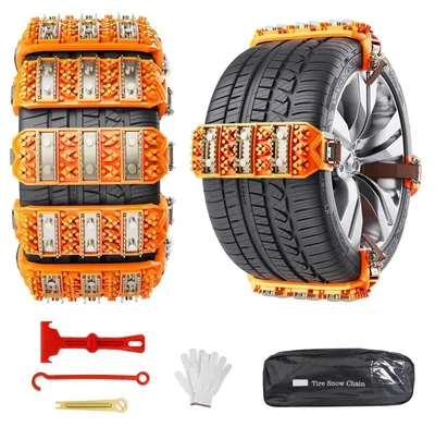 Immagine prodotto di Catene da neve, confezione da 8 pezzi, universali per auto, camion e SUV, adatte a pneumatici con larghezza da 165 a 265 mm, antiscivolo