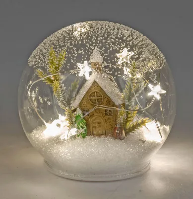 Produktbild von formano LED Deko-Kugel Glas Winterhaus Timer 12 cm Weihnachtsdeko