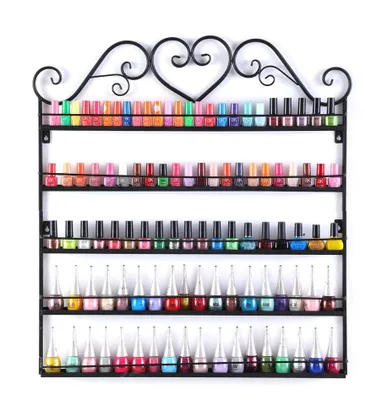 Produktbild von 5-stöckiger Nagellackständer aus Metall, Kosmetikorganizer mit 5 Ablagen, Wandregal, Lippenstiftständer, Aufbewahrungsregal, Nagellackorganizer, Ausstellungsregal (schwarz)