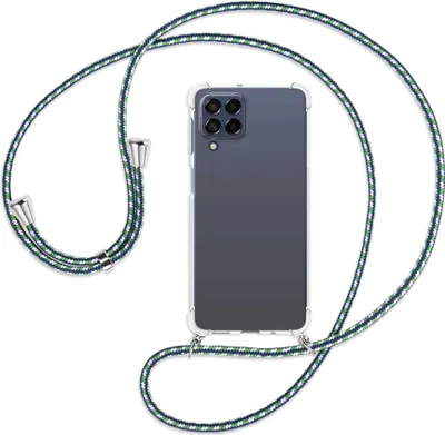 Produktbild von Handykette Backcover-Schutzhülle mit Band (Metall silberfarben) für Samsung Galaxy M53 5G - grün/blau/weiß
