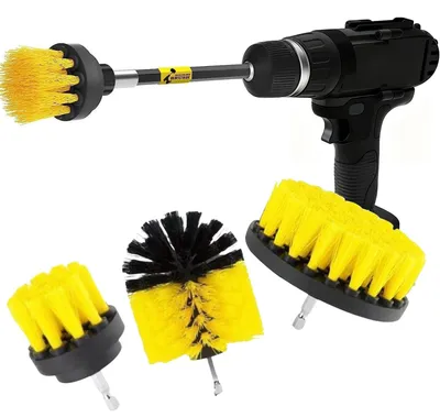 Bohrerbürsten-Set 3-teilig, gelb, für Reinigung