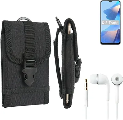 Produktbild von K-S-Trade Holster Schutz Hülle kompatibel mit Oppo A16K Gürteltasche Handy Hülle Tasche outdoor Seitentasche schwarz 1x + Kopfhörer