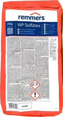 Zdjęcie produktu dla Remmers WP Sulfatex Szlam uszczelniający 25 kg Szlam uszczelniający Ochrona przed wilgocią Wewnątrz i na zewnątrz Wysoka odporność Odporność chemiczna