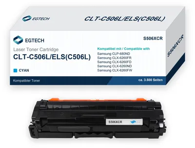 Produktbild von Toner kompatibel mit Samsung CLT-C506L Cyan CLP-680ND CLX-6260FR CLX-6260FD
