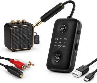 Productafbeelding van Bluetooth 5.4 Zender Ontvanger - 2-in-1 Audio Adapter - Lage latentie - Draadloos audio streamen - m-winkel