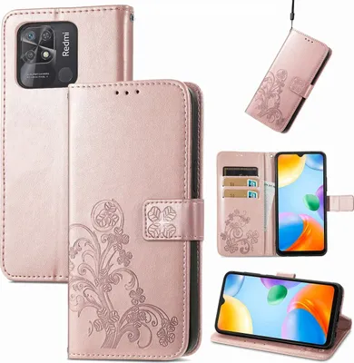Produktbild von König Design Hülle kompatibel mit Xiaomi Redmi 10C Kunstleder Handyhülle - Handy Case Roségold