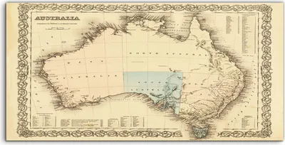 Produktbild von Coloray - Glasbild - 120x60 cm - Wandbild - Glasbilder - Deko Alte Karte von Australien Vintage