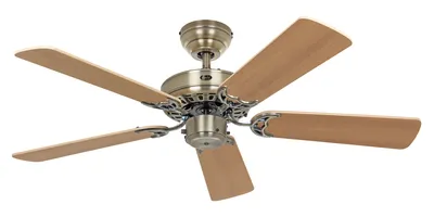 Produktbild von Deckenventilator mit Zugkette Classic Royal Messing antik 103 Buche / Kernbuche