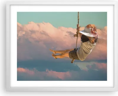 Produktbild von Gerahmtes Poster - Weißer Rahmen - Schaukeln Seil Himmel - 50x40 cm - Wand Bild - Wanddeko - Wandbilder - Kunstposter - Wandposter - Bilderrahmen - Bilder - Kunstdruck - Wandbild - P2WAA50x40-4259