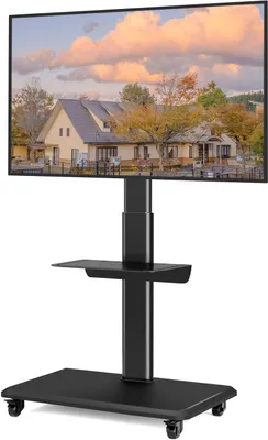 Produktbild von TV-Ständer mit Rollen – Mobiler TV-Wagen – Fernseherhalterung – Höhenverstellbar – VESA 400x400 – Schwarz