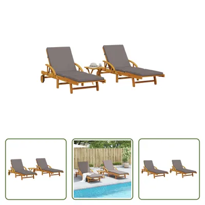 Produktbild von The Living Store Sonnenliegen 2 Stk. mit Tisch Massivholz Akazie