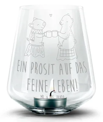 Produktbild von Mr. & Mrs. Panda Kerzenhalter Glühschwein Sause - Transparent - Geschenk, Prost, Stumpenkerzenhalter, Schwein, Glas Windlicht, Alles Gute, Weihnachten, Bär, Laterne, Deko