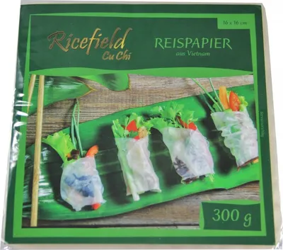 Produktbild von [ 300g ] Reispapier, eckig 16x16cm für Frühlingsrollen / aus Vietnam