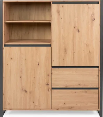 Produktbild von finori Denver 51 Highboard, Nachbildung Artisan Oak / anthrazit Maß: B x H x T ca. 120 x 139 x 40 cm