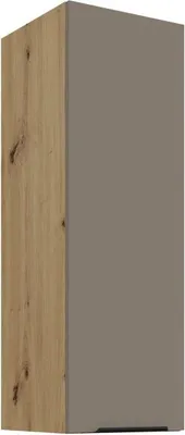 Produktbild von Hoher Wandschrank LUNARA – Breite 30 cm, Dunkelbeige/Eiche handwerklich gefertigt