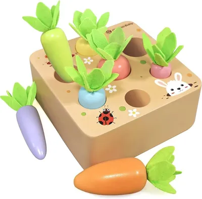 Image de Jeu de tri en bois « Carottes » pour bébés de 1 à 4 ans – Puzzle Montessori