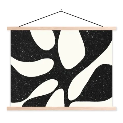 Produktbild von MuchoWow® Textilposter Pflanze - Schwarz - Minimalismus 40x30 cm mit holzfarbenen Rahmen - Bilder