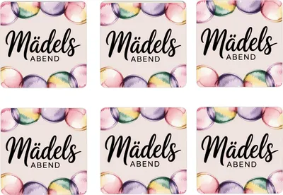 Produktbild von Mädelsabend Pastell 6er Set Untersetzer aus Holz