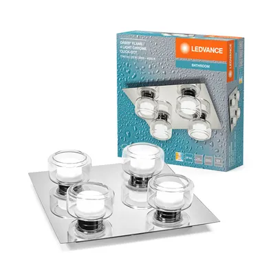 Produktbild von Ledvance LED Deckenleuchte Badlampe Orbis Flame Chrom 35x35cm IP44 4 x 5,5W 1740lm 3000K/4000K Click-CCT