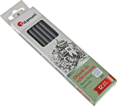 Zdjęcie produktu dla Ołówki do szkicowania szare 12 szt 2H Titanum