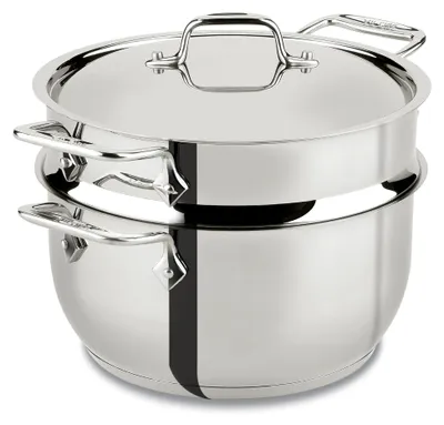 Produktbild von Edelstahl Suppentopf, Multi-Topf mit Sieb, 3 Stück, 5 Quart Induktion, ofenfest, 600 F Sieb, Nudelsieb mit Griff, Töpfe und Pfannen, Silber