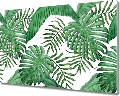 Produktbild von Glas-Herdabdeckplatte Glaskeramikkochfeld-Abdeckung Spritzschutz - 80x52 cm - Palmblätter Exotisch