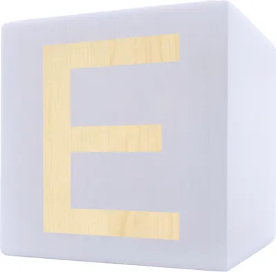 Produktbild von Holzbuchstabe Würfel, 5 x 5 cm, weiß, Buchstabe E