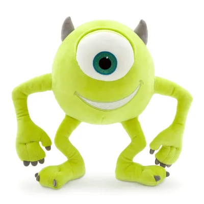 Produktbild von Disney Store Offiziell Kleines Kuscheltier Mike Glotzkowski aus Die Monster AG, 27 cm, grünes Kuscheltier mit großem aufgestickten Auge und weichen Hörnern, für alle Altersstufen geeignet