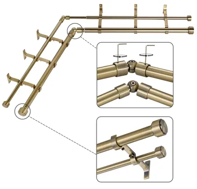 Produktbild von Mayrhyme Gardinenstangen für Doppeleckfenster, Antik-Bronze, mit Aluminium-Endka