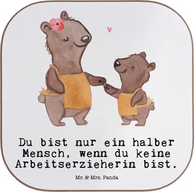 Produktbild von Mr. & Mrs. Panda Untersetzer für Gläser Arbeitserzieherin Herz - Weiß - Geschenk, Spruch, Ausbildung, Tischuntersetzer, Lustig, gläseruntersetzer, bieruntersetzer, Tassen