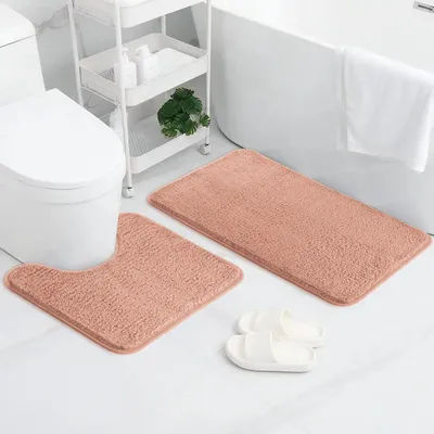 Imagen del producto de Juego de felpudos de microfibra, de 2 piezas, 50 x 80 cm + 50 x 40 cm, antideslizantes, para el baño