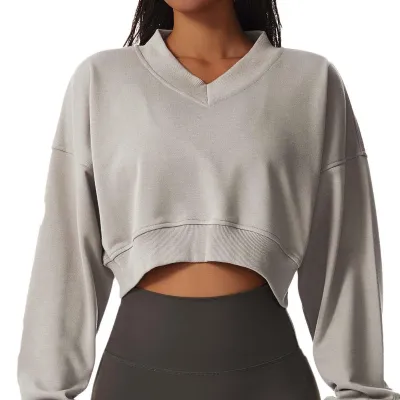 Imagen del producto de Sudadera deportiva de manga larga con cuello en V, ideal para uso casual