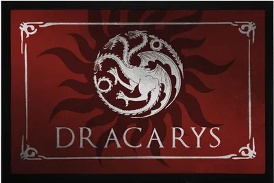 Produktbild von Fußmatte Dracarys Drache Drachenatem Fantasy-Serie Türmatte Serienfan rutschfest & waschbar Moonworks® schwarz 60x40cm