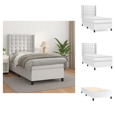 Produktbild von vidaXL Boxspringbett mit Matratze Weiß 90x190 cm Kunstleder - Betten & Bettgestelle