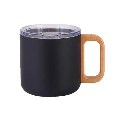 Produktbild von Edelstahl Kaffeebecher 400 ml mit Henkel, doppelwandiger Vakuum-Kaffeebecher mit Deckel, ideal als Reisebecher