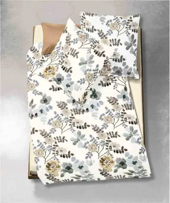 Obrázok produktu pre fleuresse makosaténová posteľná bielizeň Modern Garden Flowers 155x220 cm + 80x80 cm béžová