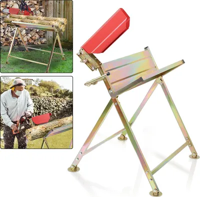 Image de Jiubiaz Chevalet de sciage avec support de tronçonneuse pour bois de chauffage Tronçonneuses avec support jusqu'à 150 kg