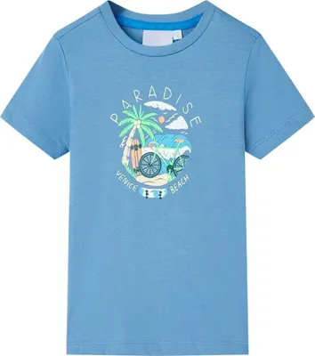 Produktbild von Kinder T-Shirt 116 Mittelblau 100 % Baumwolle