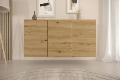 Imagen del producto de Armario de pared moderno para artesanía, de madera de roble, diseño minimalista, con 3 puertas