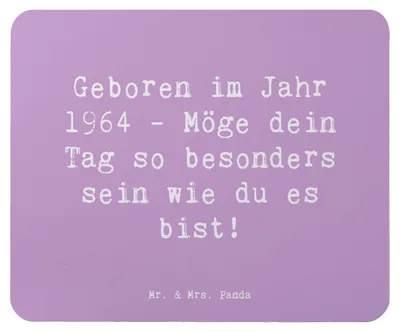 Produktbild von Mr. & Mrs. Panda Mousepad Spruch 1964 Geburtstag - Lavendeltraum - Geschenk, Unvergesslicher, Mouse Pad, pc mauspad, Liebevolle Gratulation, computer, Happy Birthday