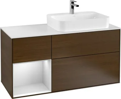 Produktbild von V&B Waschtischunterschrank Finion 120cm, Pl w m, Reg li wh. m Lac, wal ven