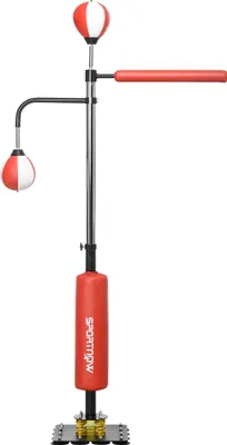 Zdjęcie produktu dla Fortuna Lai Stojak na worek treningowy 140–205 cm, wolnostojący, z regulacją wysokości, z 2 piłkami speedball, drążkiem refleksyjnym i podstawą przyssawkową dla dorosłych