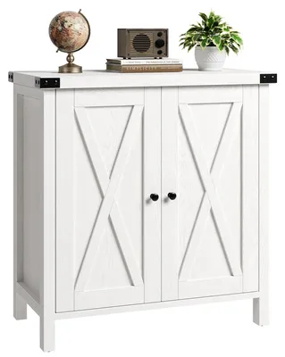 Immagine prodotto di Credenza in stile rustico - Credenza - Ante e ripiani - Struttura in legno - Per ingresso, soggiorno, sala da pranzo - Da montare - Bianco