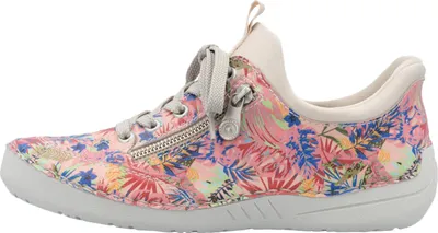 Produktbild von Rieker Damen Slipper sportlich mit floralem Muster und Reißverschluss 52567, Größe:39 EU, Farbe:Rosa
