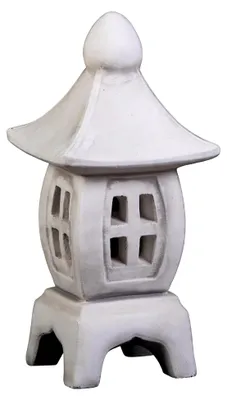 Produktbild von Gewölbte Japanische Steinlaterne aus Steinguss für den Außenbereich, Frostsicher, Grau, H. 45 cm, 13 kg