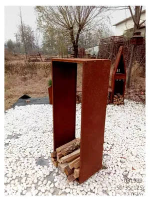 Produktbild von Kaminholzregal aus Edelrost für den Garten, Metall, handgefertigt, 1,2 mm